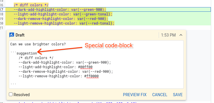 user review ui suggest fix